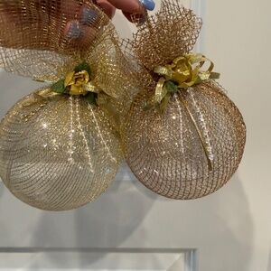 ✨ Set of 6 Gold Mesh Decorative Ornaments – Elegant Vintage Style ✨